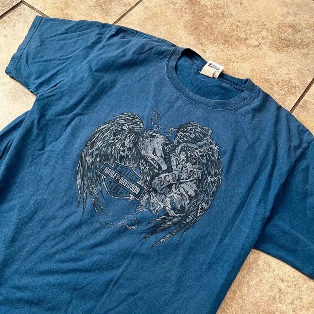 2010 Harley Davidson Screamin Eagle Stubbs Houston Texas Blue Graphic Tee Size L